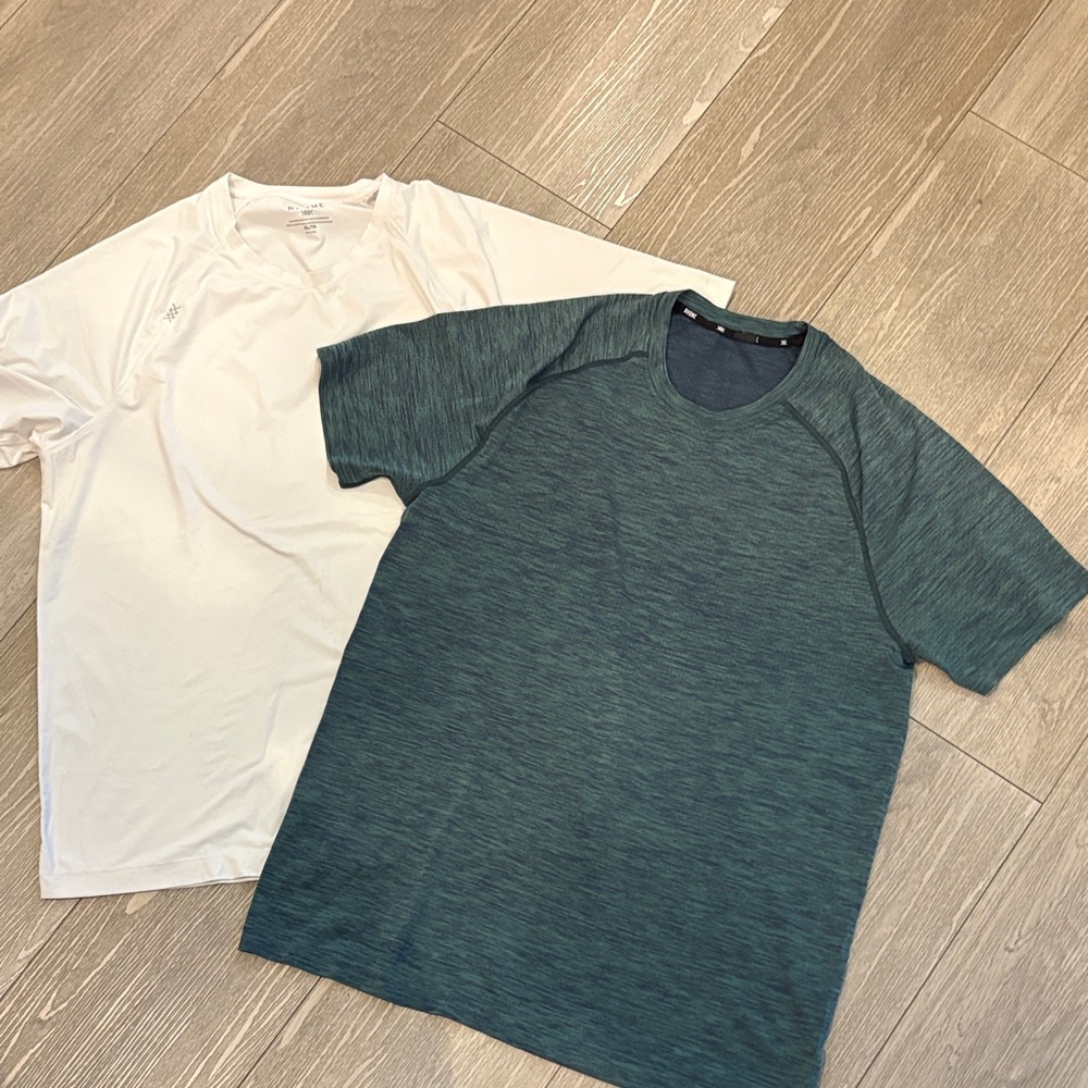 Rhone XL Lot of 2 Workout Men's Teal Performance T-Shirt and White Shirt